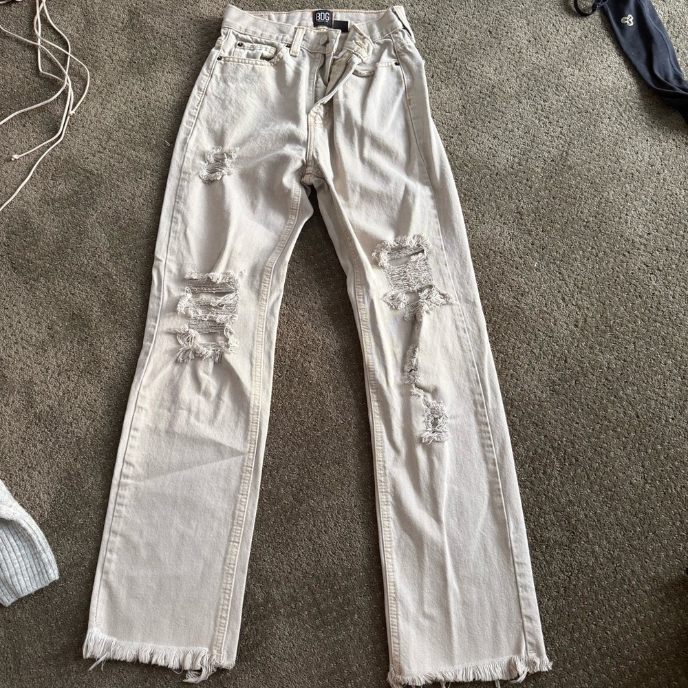 BDG Distressed Beige Jeans